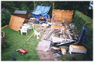 Neighbours from Hell - Mark building a garden shed after we moved in.